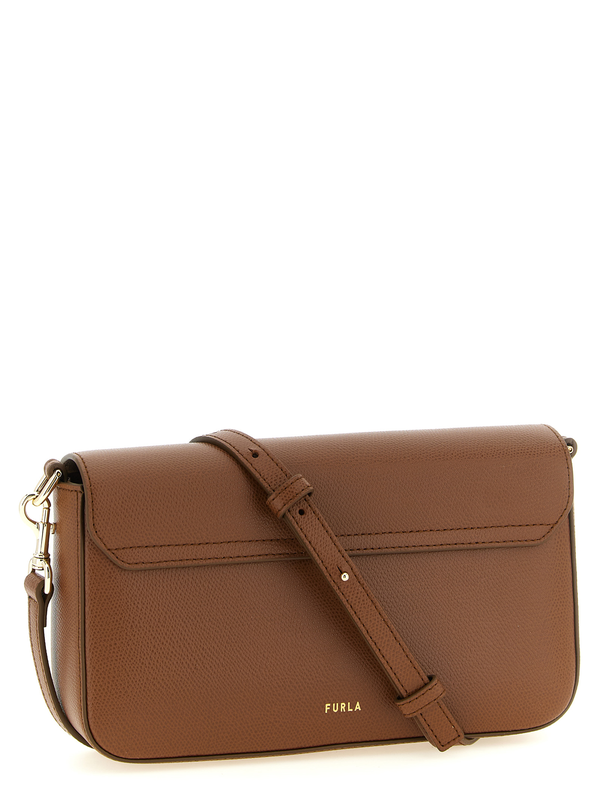 Brown calfskin crossbody bag-null