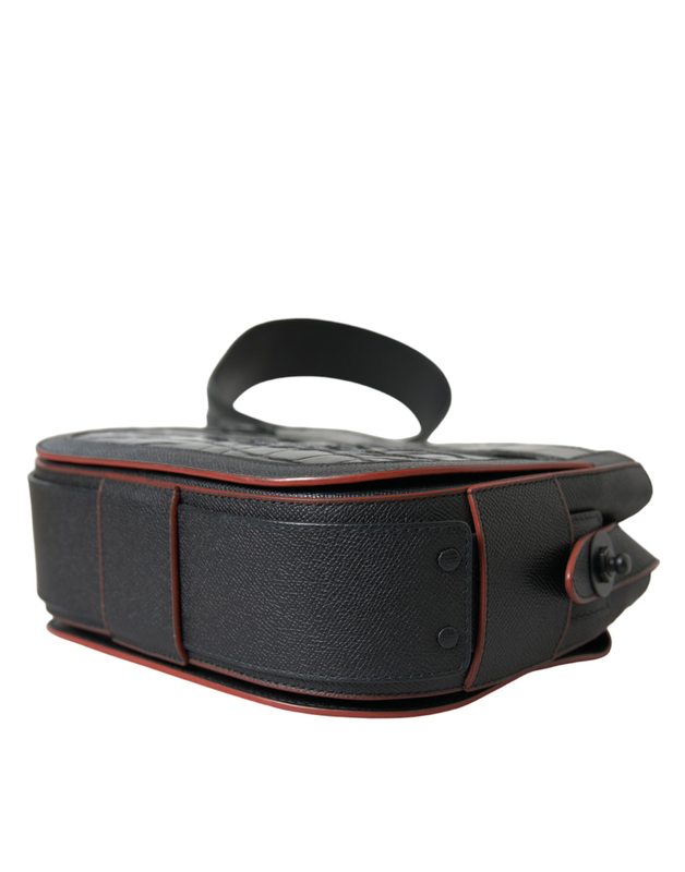 Black exotic leather shoulder crossbody camera bag-null