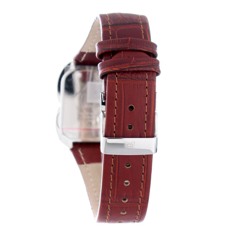 Brown leather dress watch-null