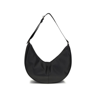 Black calf leather bos taurus shoulder bag, Black, medium