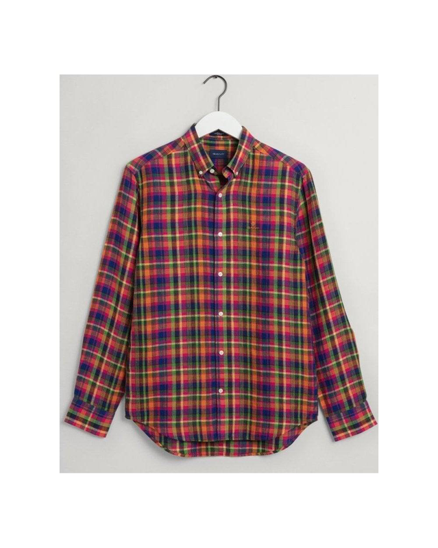 D2.reg linen madras bd.pacific blue.shirt image number null