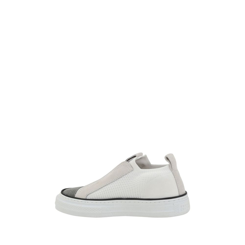 White nylon low top sneakers-null