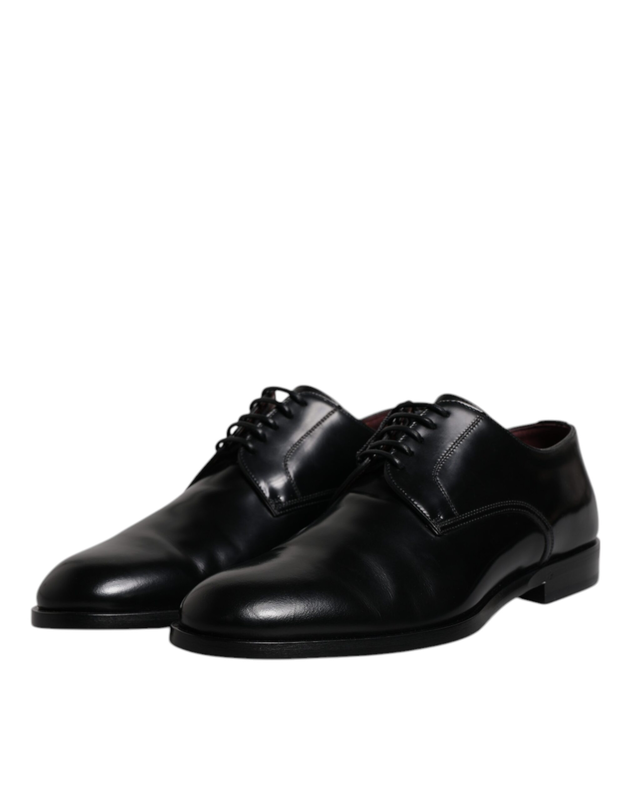 Black calfskin leather derby lace up formal dress shoes-null