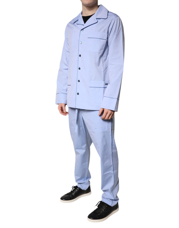 Light blue dg logo cotton men pajama set sleepwear-null