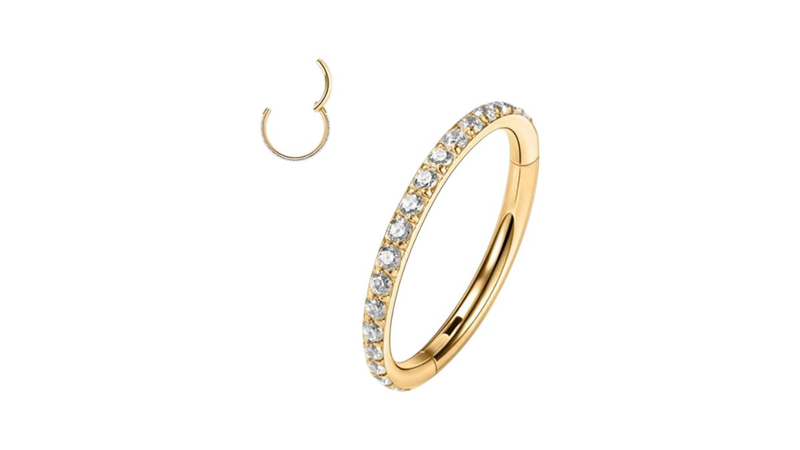 Surgical steel zircon stones clicker gold-null