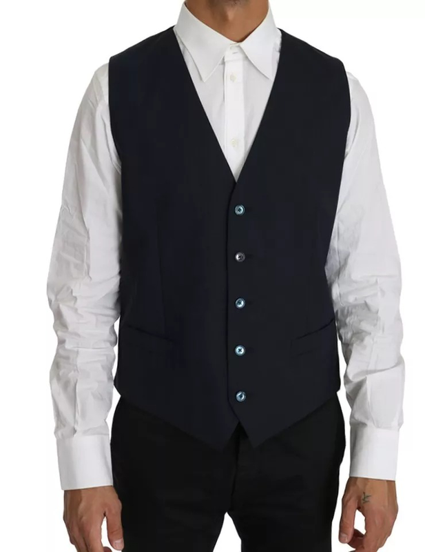 Blue wool martini blazer vest 2 piece-null