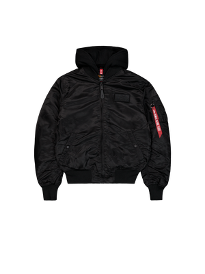 Alpha industries ma-1 zip hood back print bomber jacket, Black, medium