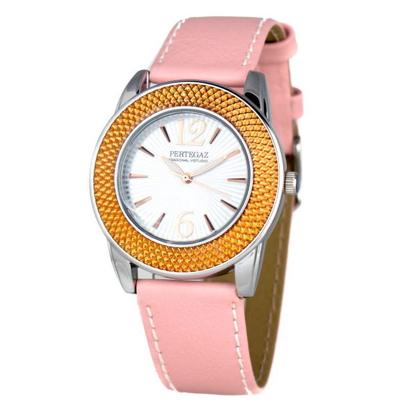 Multicolor leather dress watch-null
