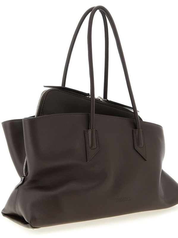 Brown calfskin shoulder bag-null