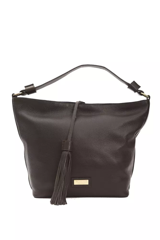 Brown leather women shoulder bag-null
