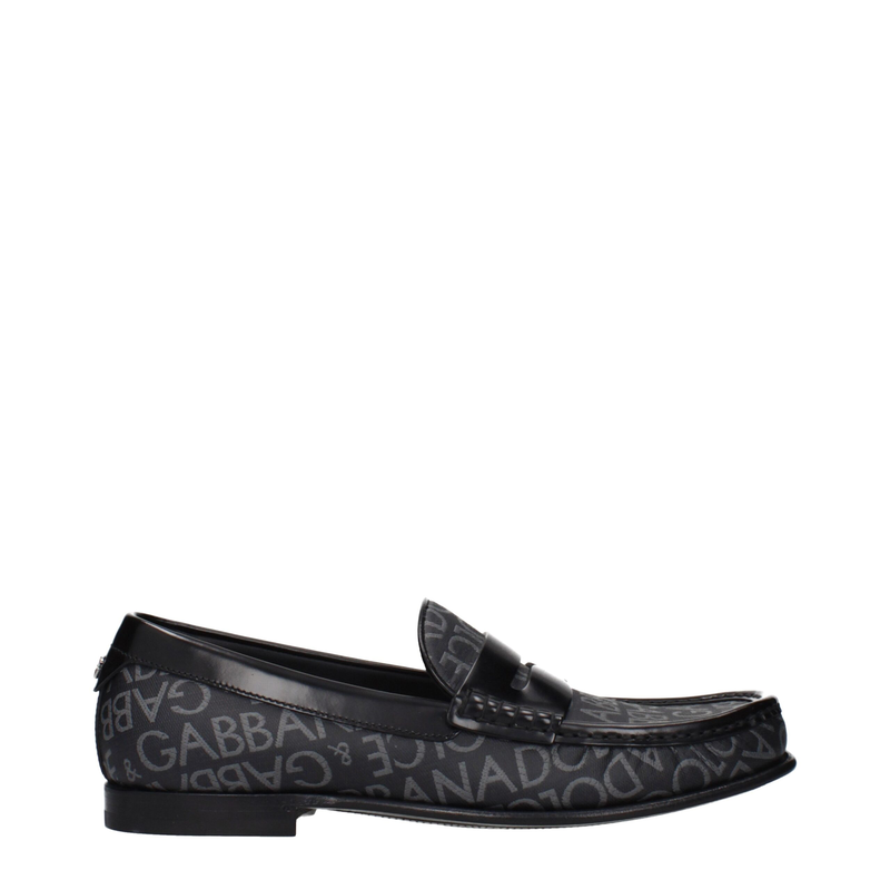 Black fabric slip-on loafers-null