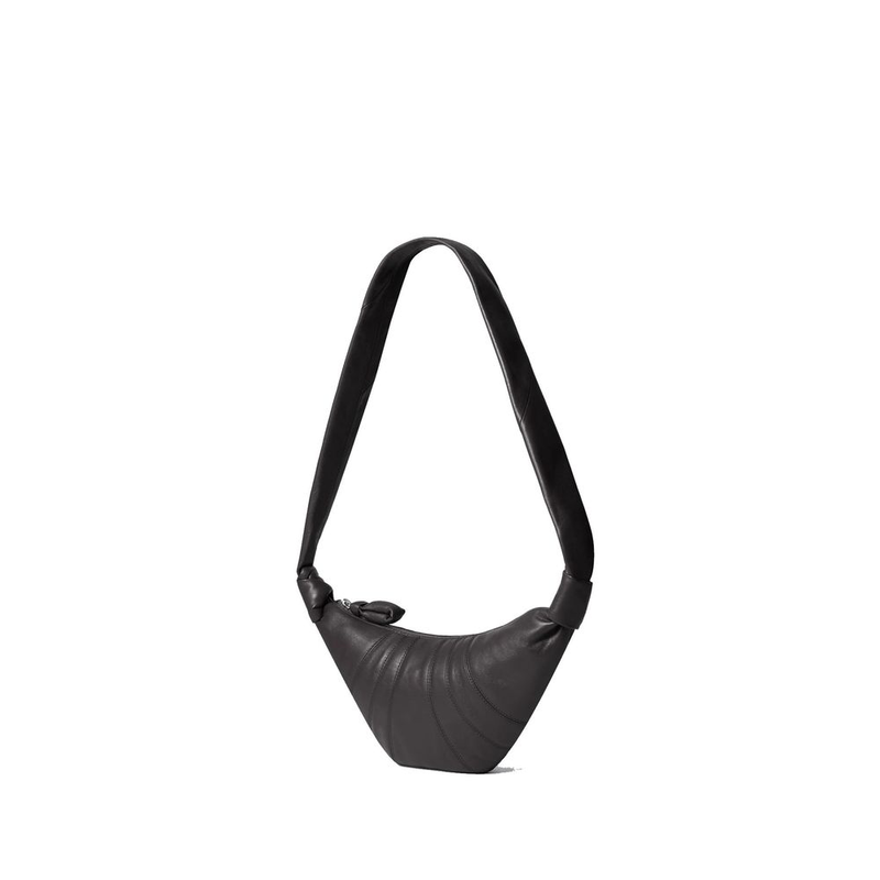 Brown lamb leather shoulder bag-null