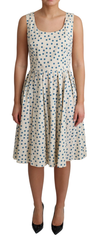 Beige dotted cotton a-line gown dress-null
