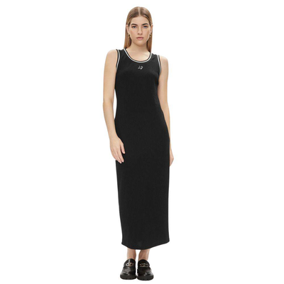 Long line jersey dress, Black, medium