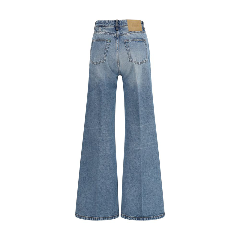 Blue cotton flared jeans-null
