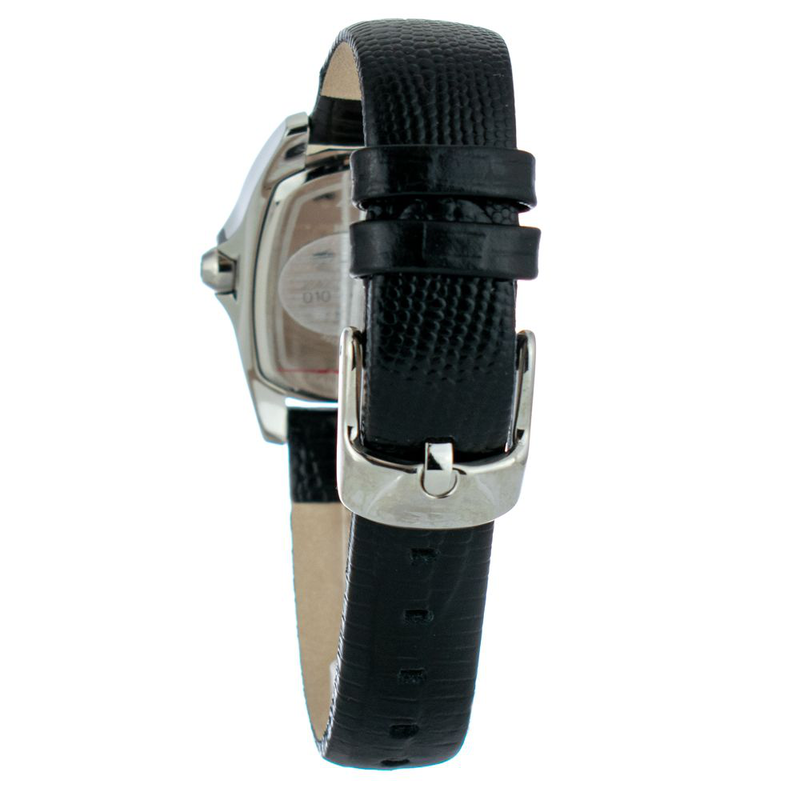 Black leather dress watch-null