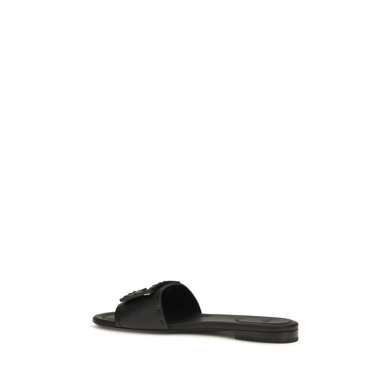 Black calf leather bos taurus flat sandals-null