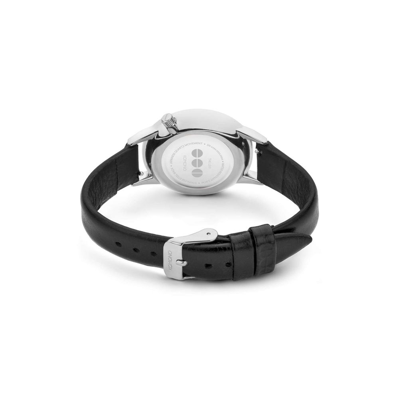 Black leather dress watch-null