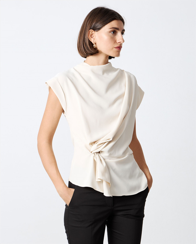 Blouse mock drapep neck image number null