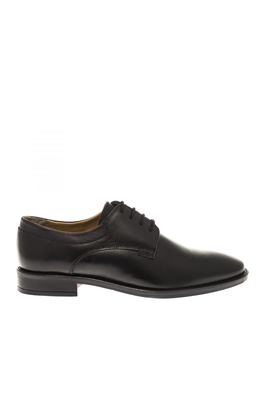 Black derby dress shoes, Black, medium