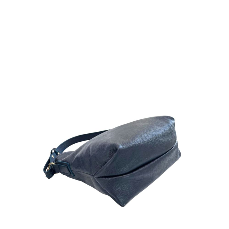 Blue cowhide leather women shoulder bag-null