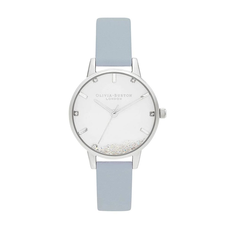 Blue artificial leather dress watch-null