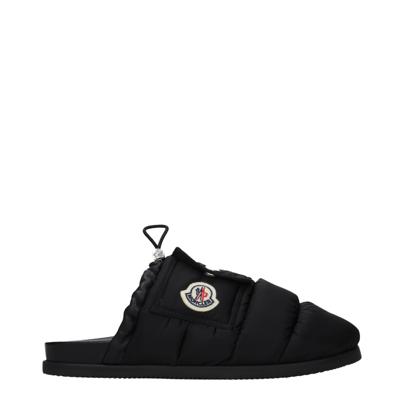 Black fabric slippers-null