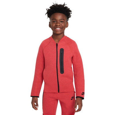 Boys tech fleece seasonal full-zip, University Red Heather / Black, medium