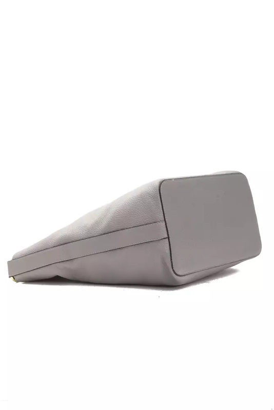 Gray leather women shoulder bag-null
