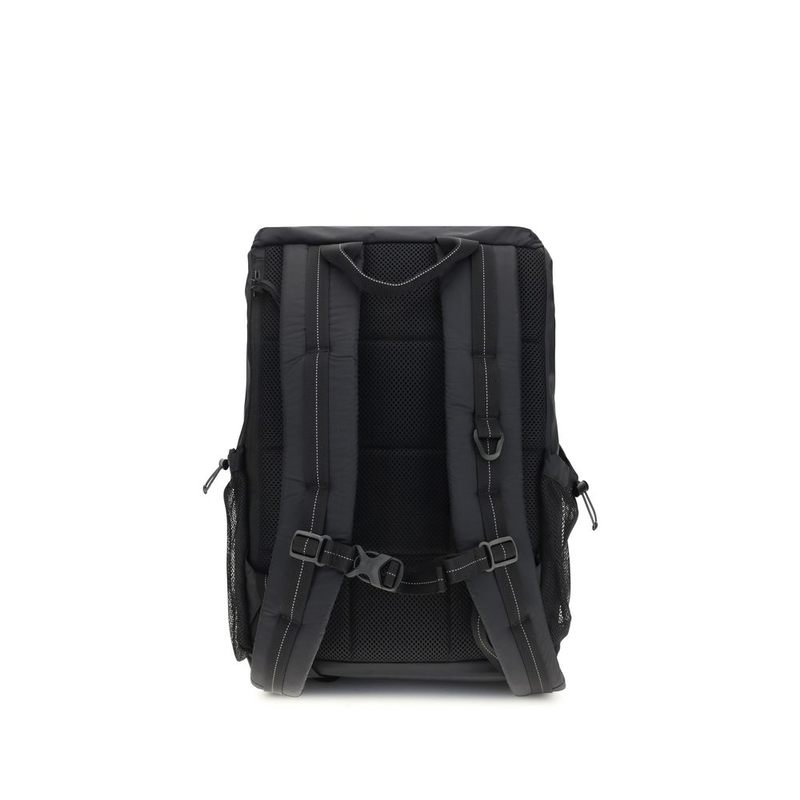 Black nylon backpack-null
