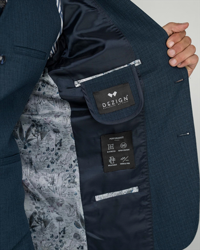 Dzine elastic 3piece slim fit suit in patterned-null