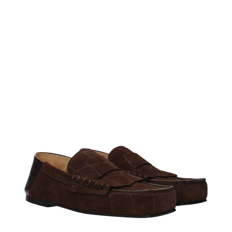 Brown leather slip-on loafers-null