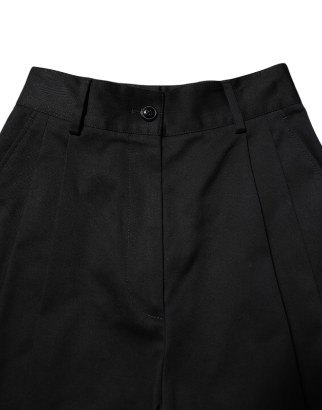 Black cotton highwaist wide leg pants-null