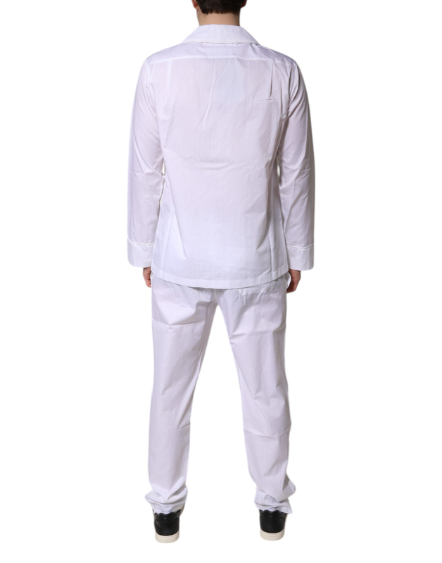 White cotton shirt pants pajama set sleepwear-null
