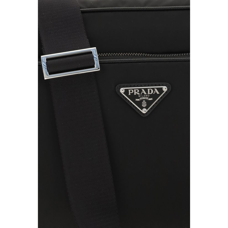 Black recycled polyamide shoulder bag-null