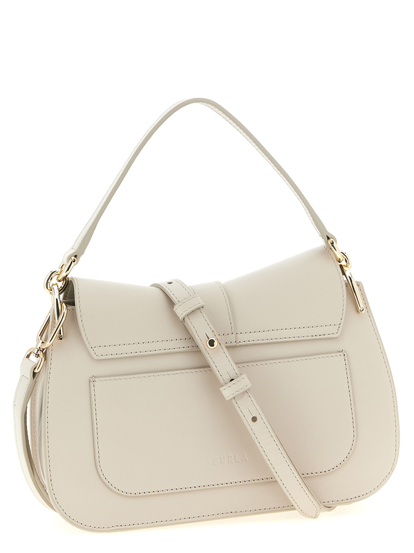 Beige calfskin shoulder bag-null