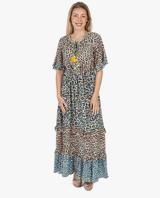 Isla bonita animal print long dress 31811, Multi, medium