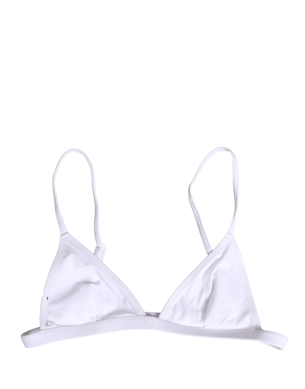 White nylon triangle beachwear bikini top swimwear-null
