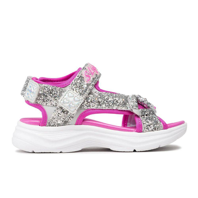 Girls glittery glam sandals, Glitter Pink, medium