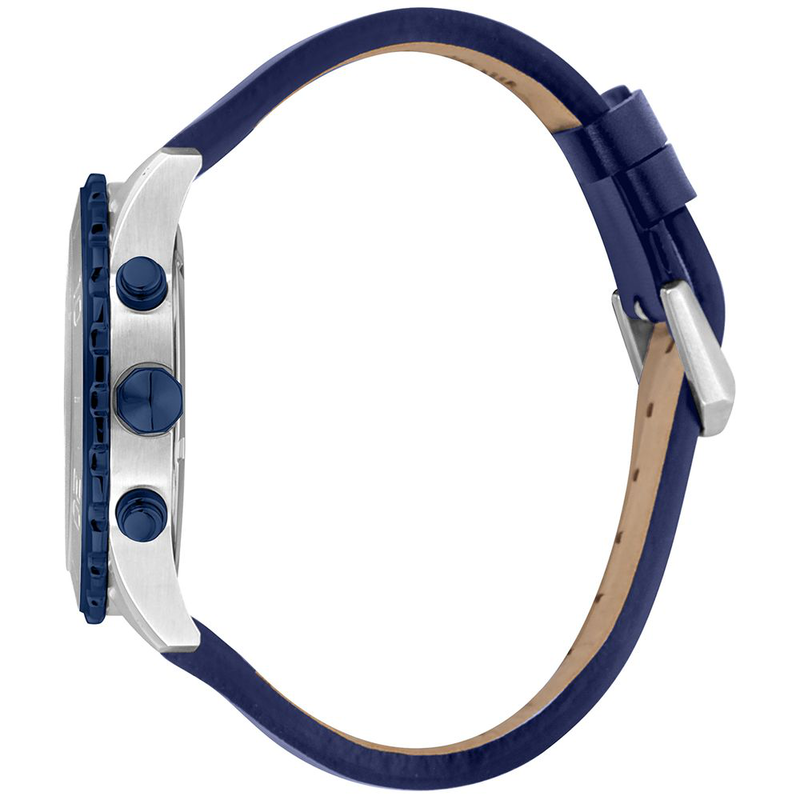 Blue leather dress watch-null