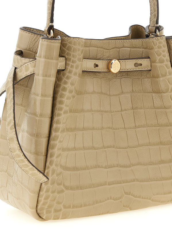 Beige cowhide shoulder bag-null