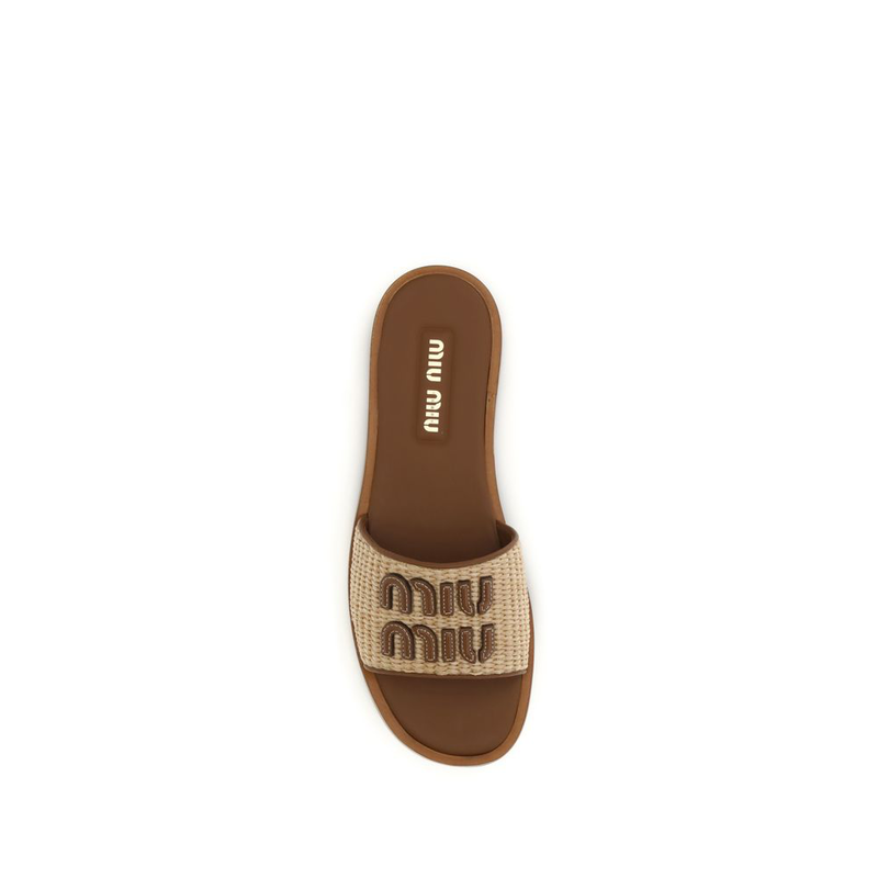 Beige nylon slippers-null