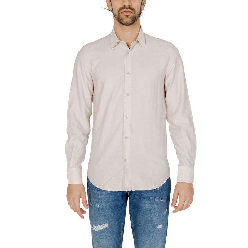 Beige viscose dress shirt-null