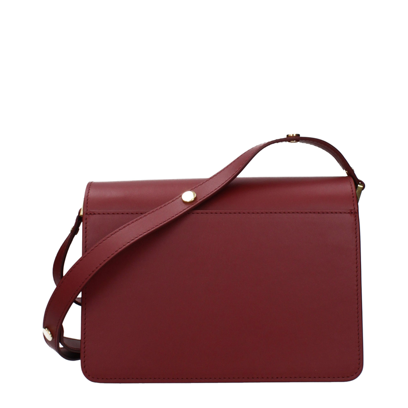 Red leather shoulder bag-null