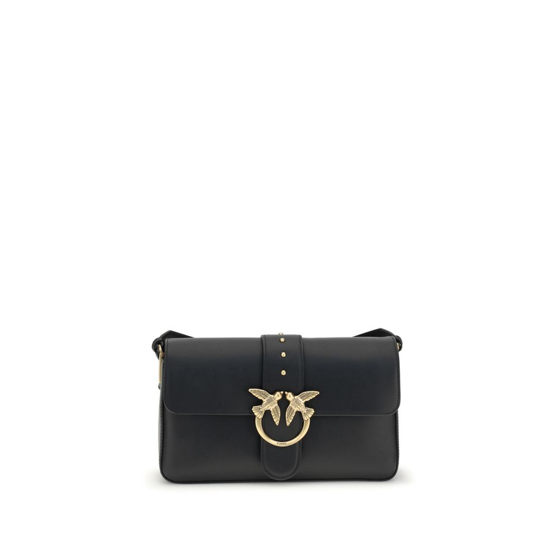 Black leather shoulder bag-null