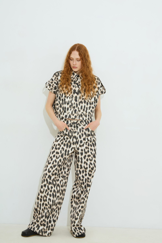 Product image: Clea leopard print denim trousers-null
