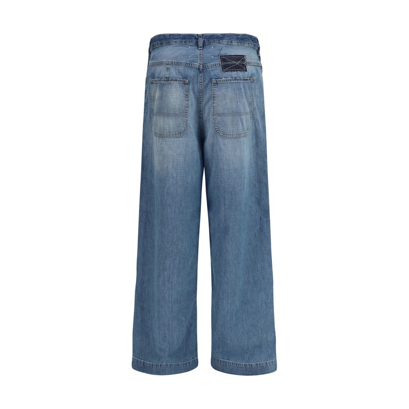 Blue cotton relaxed fit jeans-null