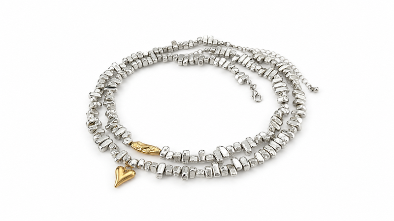 Layering necklace set with heart charm-null