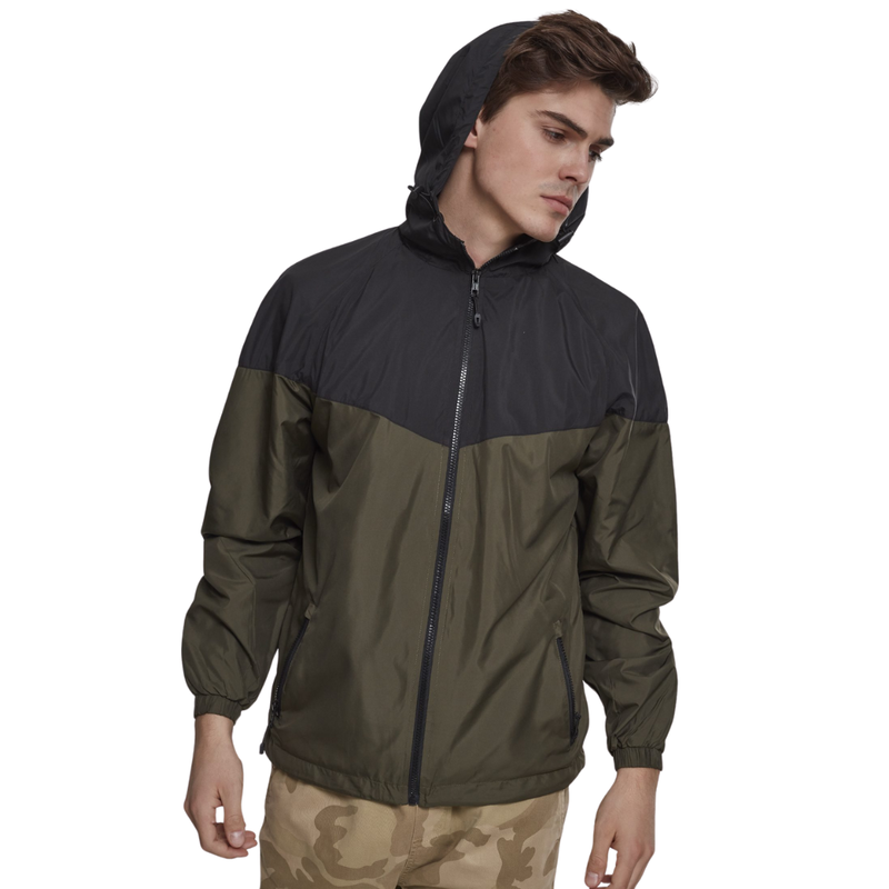 Urban classics 2-tone tech men windrunner khaki black tb2107-01338 image number null
