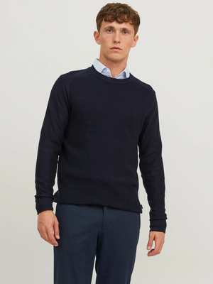 Jack&jones jprblaanderson knit structure crew neck, Maritime Blue, medium